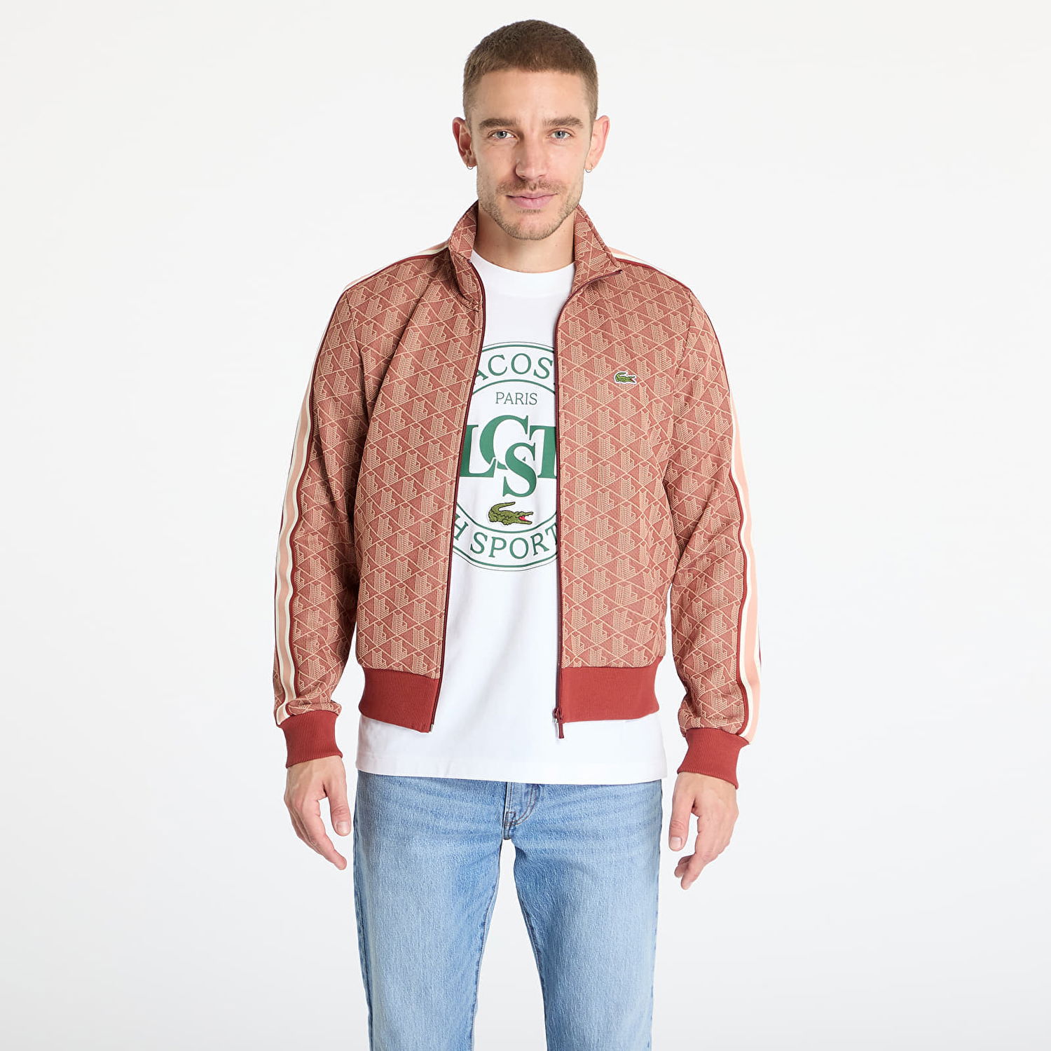 Bomberjakke Lacoste Lacoste Jacquard Track Jacket Rød | SH1368 GTI, 0