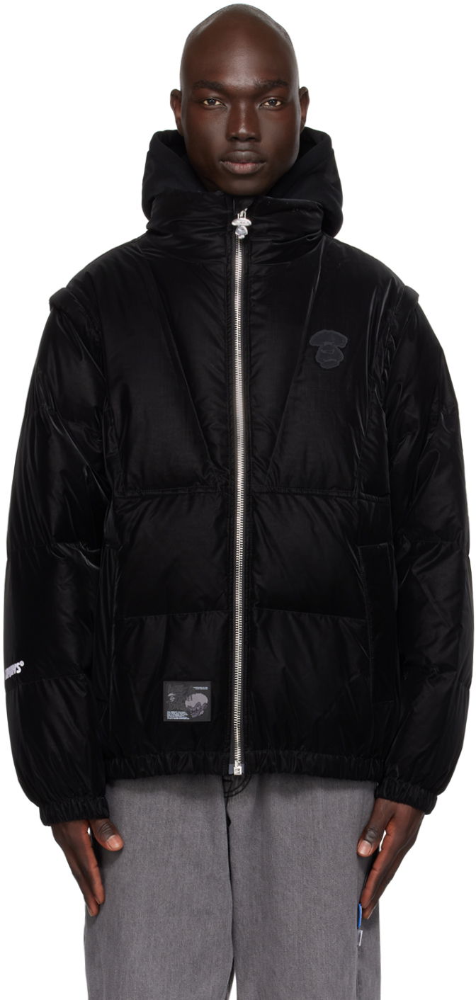 Puffer jakke AAPE by A Bathing Ape AAPE by A Bathing Ape Convertible Down Jacket Sort | AAPDNM7603XXLBKX, 0