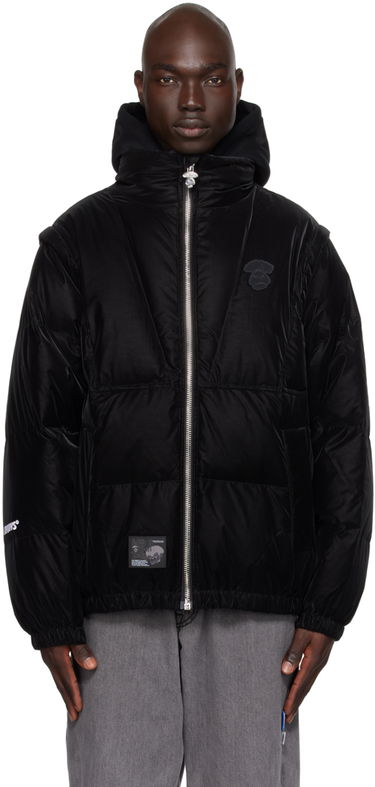 Puffer jakke AAPE by A Bathing Ape AAPE by A Bathing Ape Convertible Down Jacket Sort | AAPDNM7603XXLBKX, 0