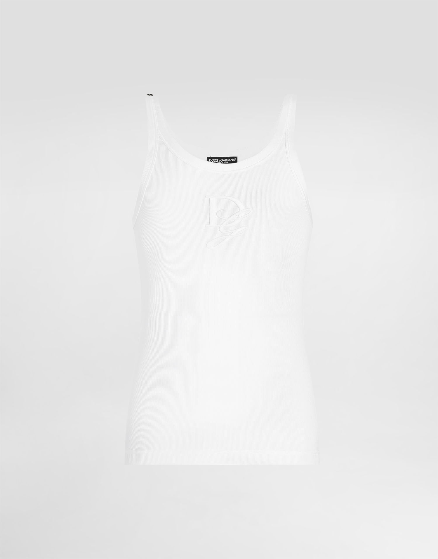 Tanktop Dolce & Gabbana Dolce & Gabbana Slim-Fit Embroidered Singlet Hvid | G8PA8ZG7N4GW0800, 0