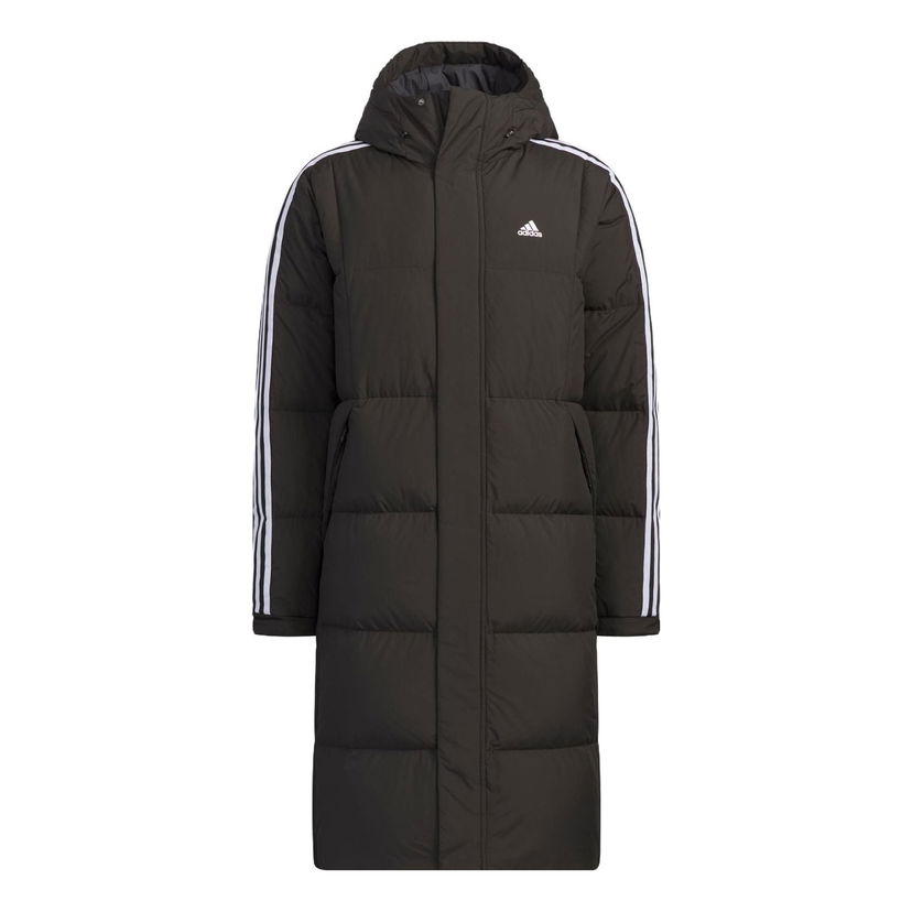 Puffer jakke adidas Originals 3-Stripes Long Down Jacket Sort | IT8714