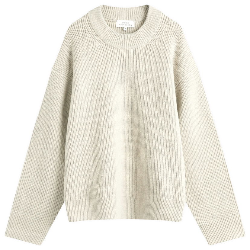 Sweater Studio Nicholson Studio Nicholson Voe Rib Crew Knit, Size Small Beige | VOESNM-1292-NTL