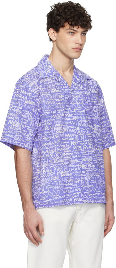 Skjorte Marni Marni Pencil Logo Short Sleeve Shirt Lilla | CUMU0213A5 UTC464, 1