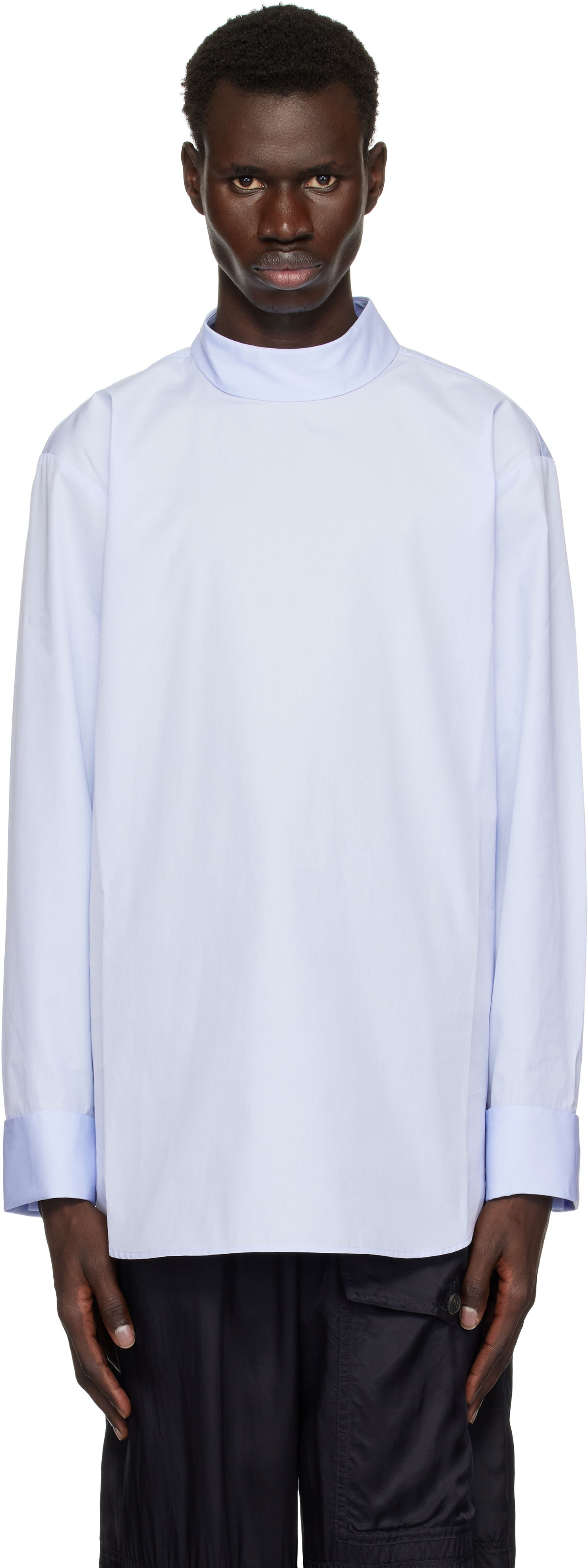 Skjorte Dries Van Noten Dries Van Noten Turtleneck Shirt Blå | 251-020704-1466, 0