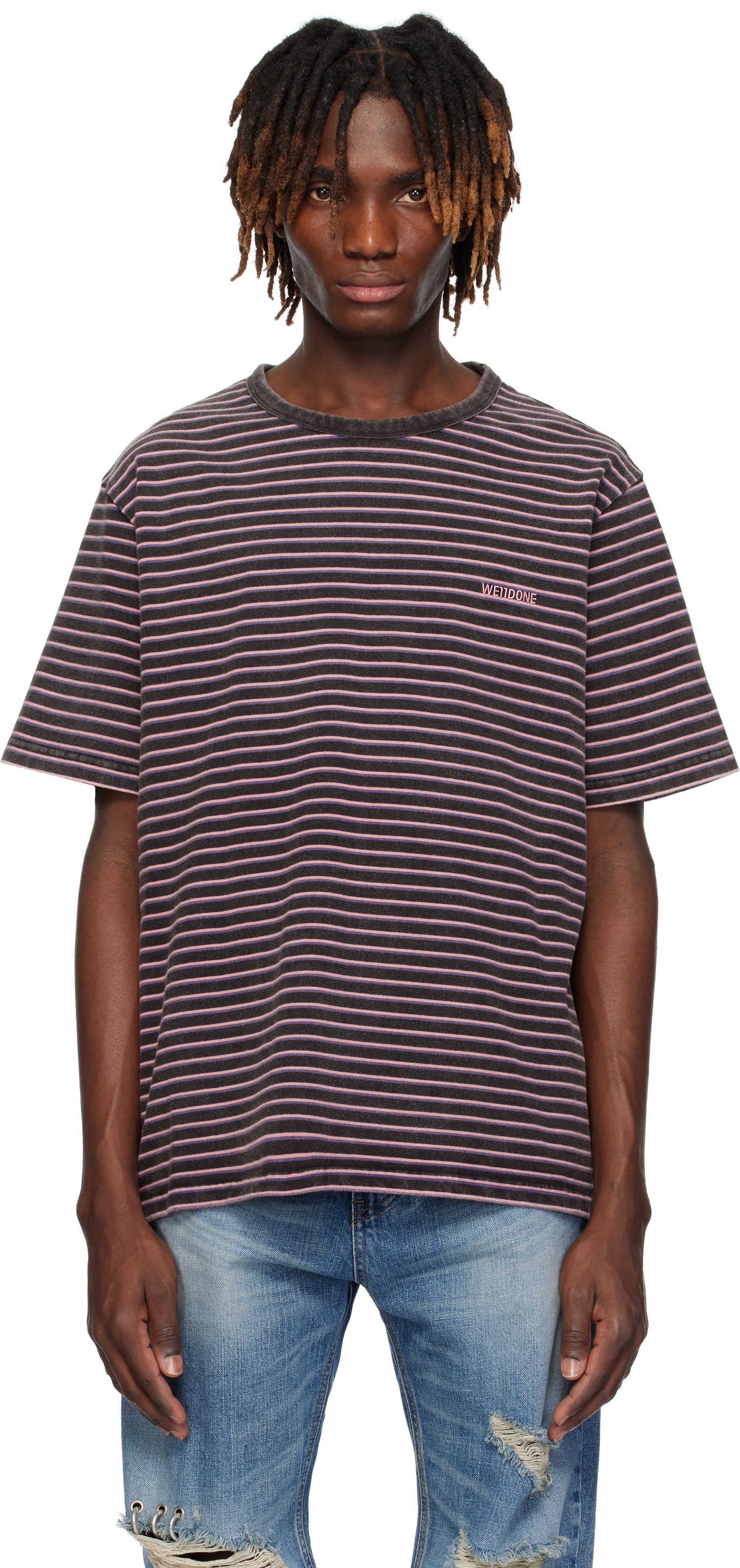 T-shirt We11done We11done Logo Striped T-Shirt Flerfarvet | WD-TT0-25-736-U-BK, 0