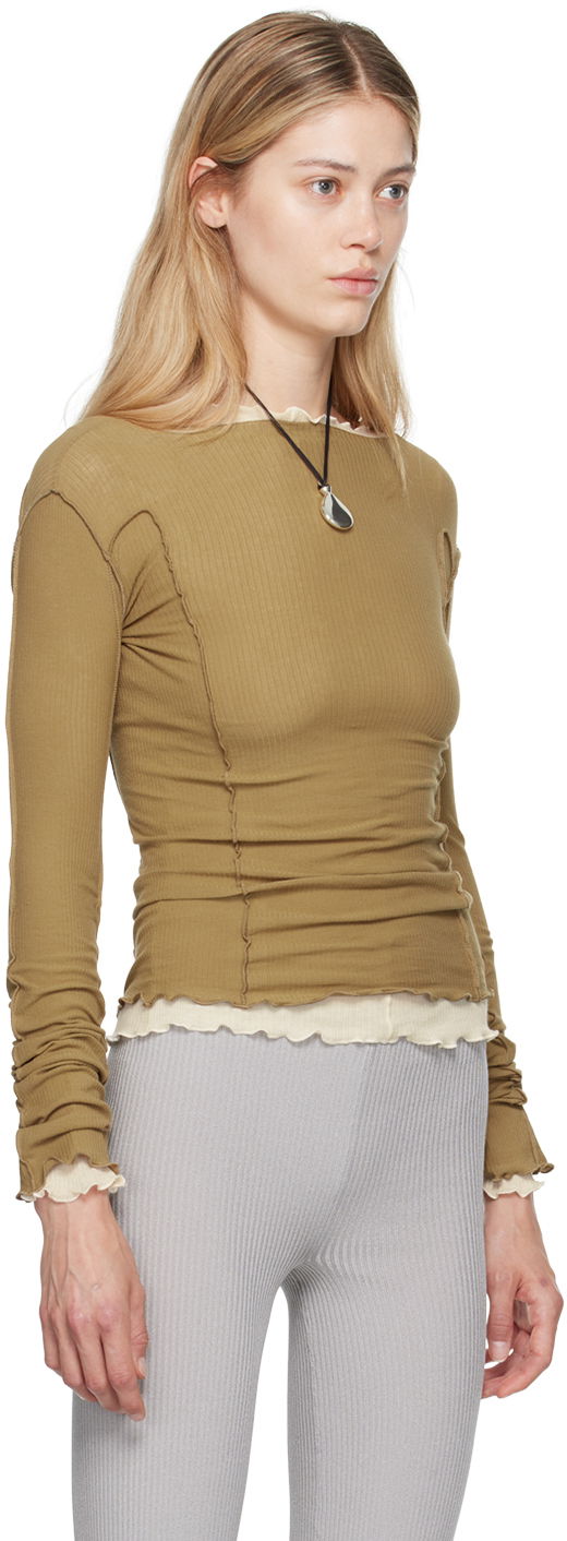 Sweater Baserange Baserange Omato Long Sleeve Lettuce Hem T-Shirt Brun | TTML-RB-AU24, 1