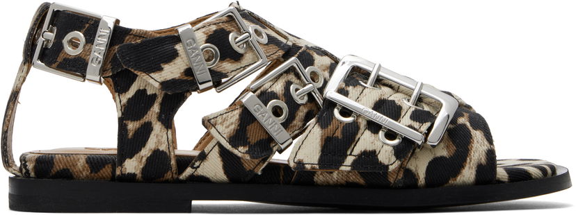 Kjole GANNI GANNI Buckle Strap Denim Sandals Beige | S2936