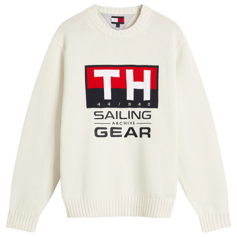 Sweater Tommy Hilfiger Tommy Jeans Men's Sailing Crewneck Knit Sweater Hvid | MN0MN00017YBI