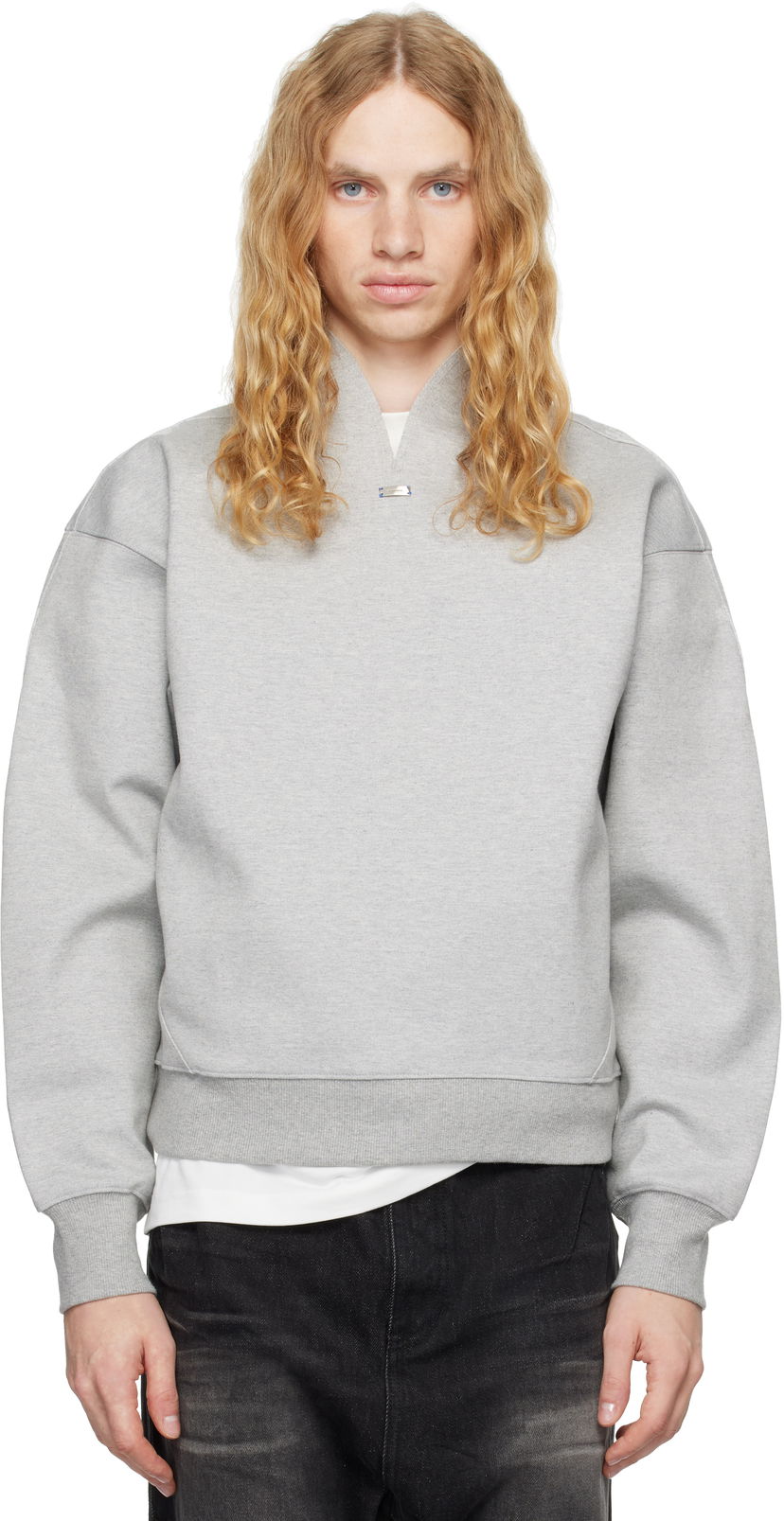 Sweatshirt ADER ERROR Sweatshirt With Split Neck Grå | BN01FWSW0105GR