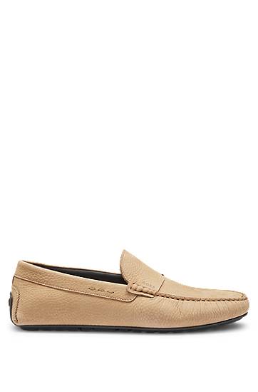 Sneakers og sko BOSS Nubuck Leather Loafers with Driver Sole Beige | 50548116, 1