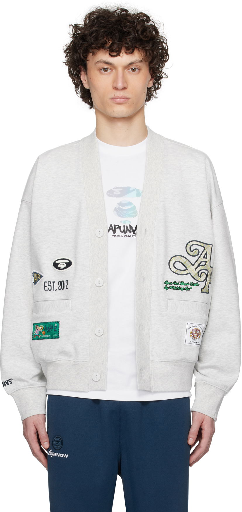 Sweater AAPE by A Bathing Ape AAPE by A Bathing Ape Main Cardigan Grå | AAPSWMC324XANWH2