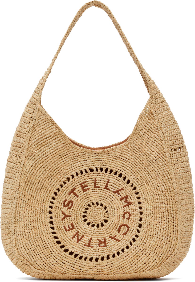 Håndtaske Stella McCartney Stella McCartney Raffia Slouchy Logo Tote Beige | 7B0165WP0375