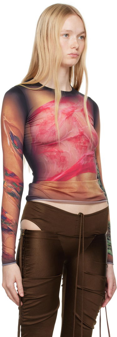 T-shirt Marine Serre Marine Serre Recycled Draped Statue Jersey Second Skin T-shirt Flerfarvet | WTS006A CJER0076, 1