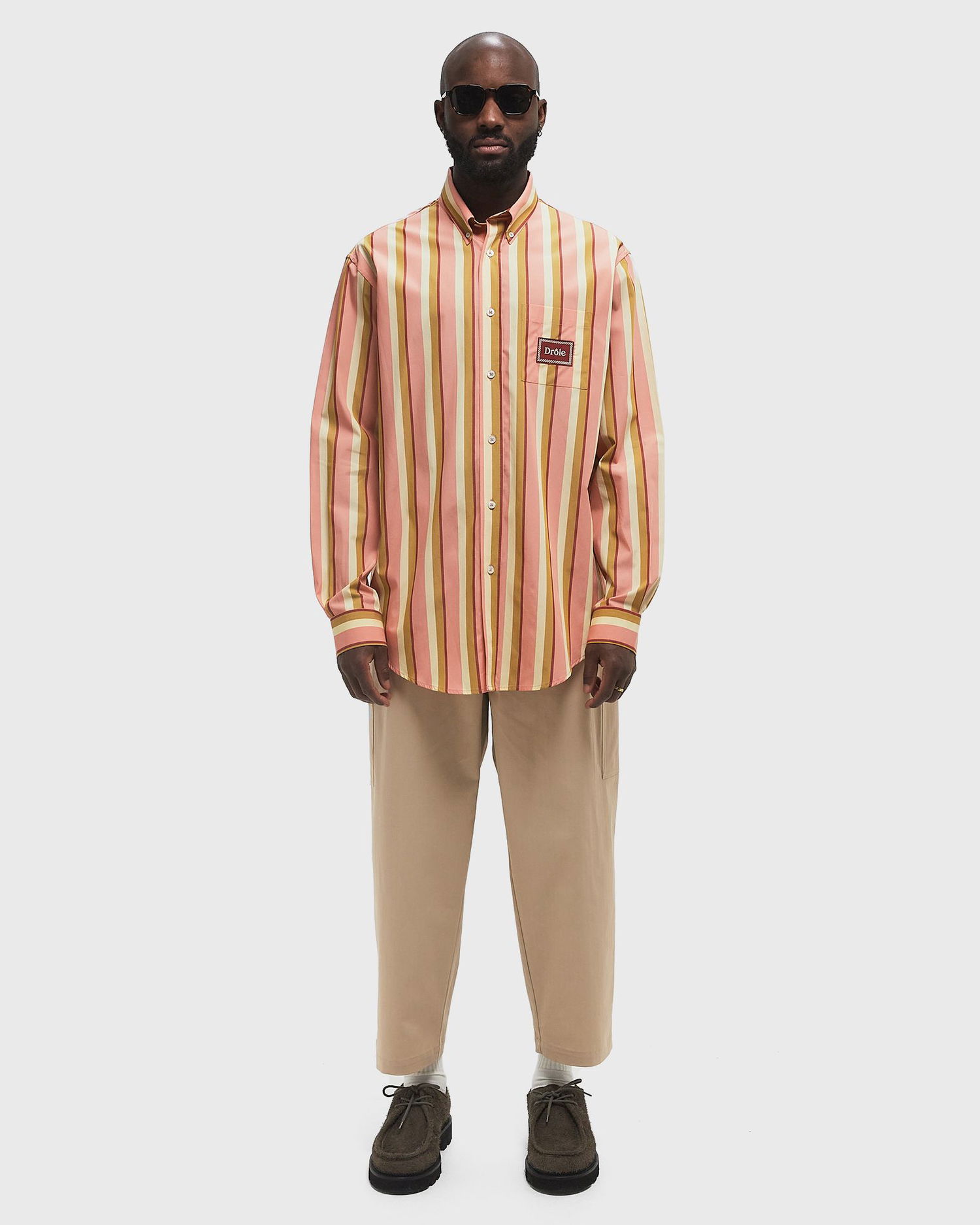 Skjorte Drôle de Monsieur Drôle de Monsieur Striped Long Sleeve Shirt Lyserød | G-SH208-CO117-CR, 1