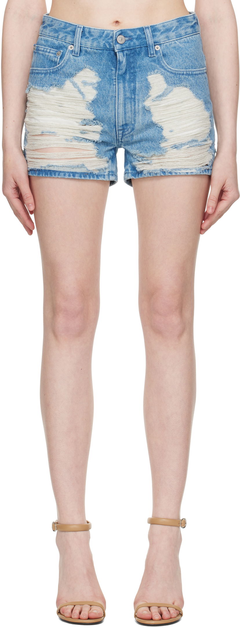 Shorts Maison Margiela MM6 Maison Margiela Distressed Denim Shorts Blå | S62MU0069 M30018