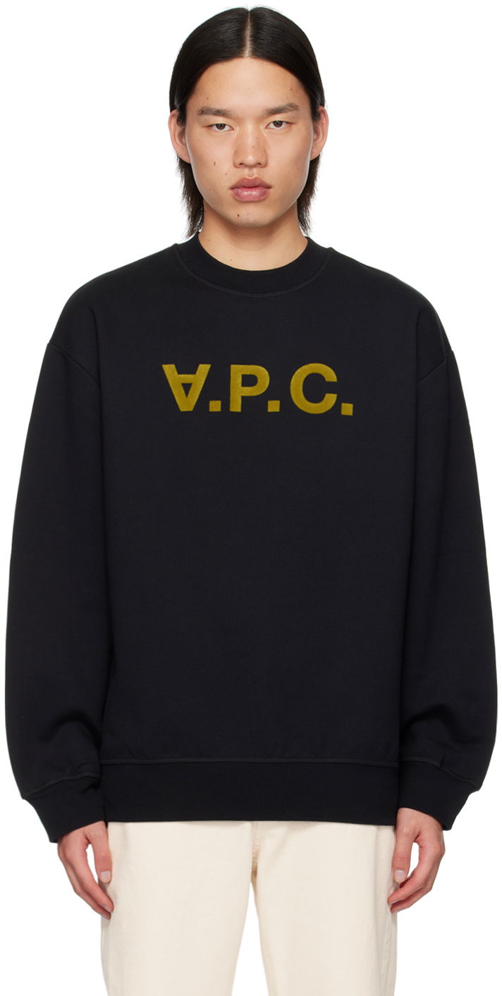 Sweatshirt A.P.C. Black Oversize Grand 'V.P.C.' Sweatshirt Sort | COHBP-M27922