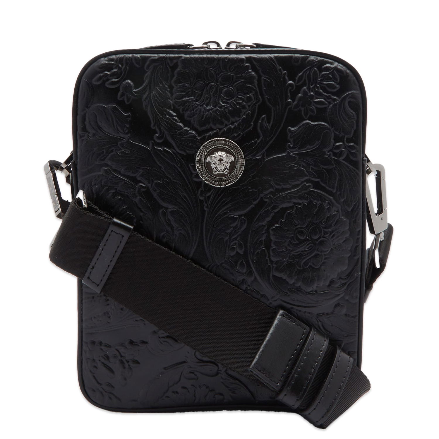 Skuldertaske Versace Embossed Barocco Leather Crossbody Bag Sort | 1000721-1A10637-1B00E, 0