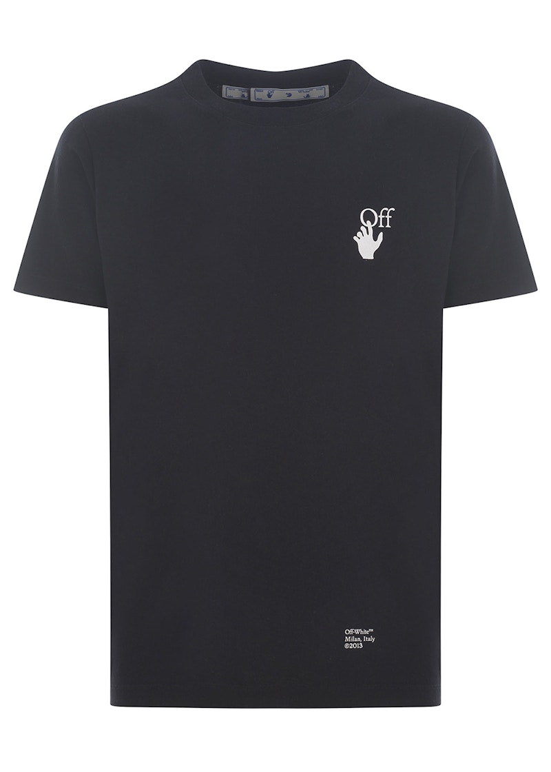 T-shirt Off-White Slim Fit Caravaggio Saint Jerome Writing Arrows T-Shirt Sort | OMAA027F21JER0131001