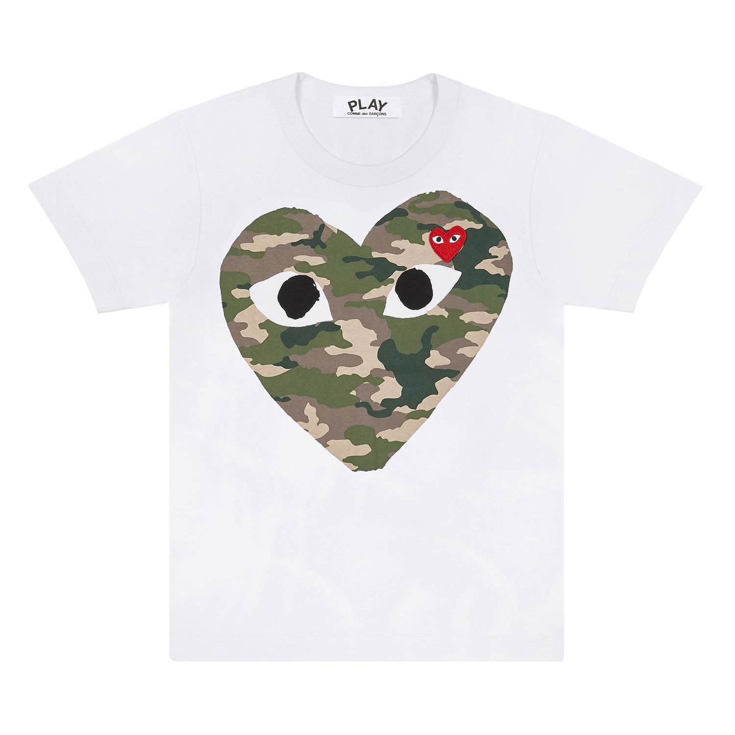T-shirt Comme des Garçons PLAY Camouflage Heart T-Shirt Hvid | AZ T242 051 1, 1