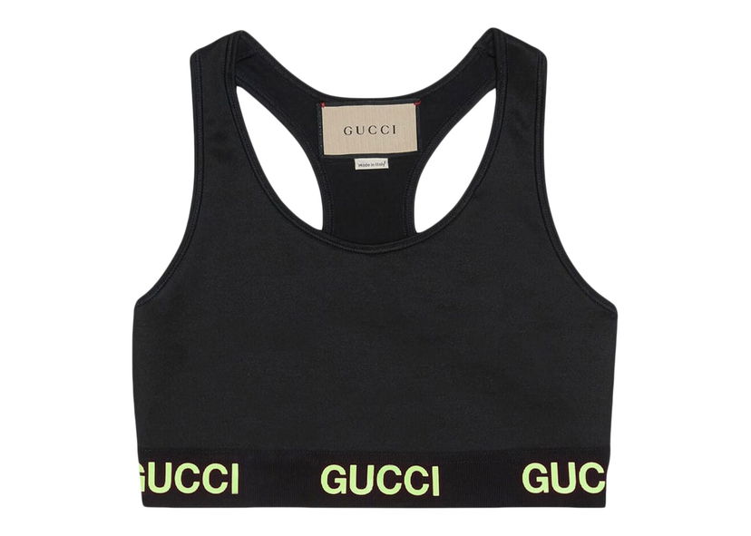 Crop top Gucci Logo Jacquard Crop Top Black Yellow Sort | 693086 XJDS5 1131