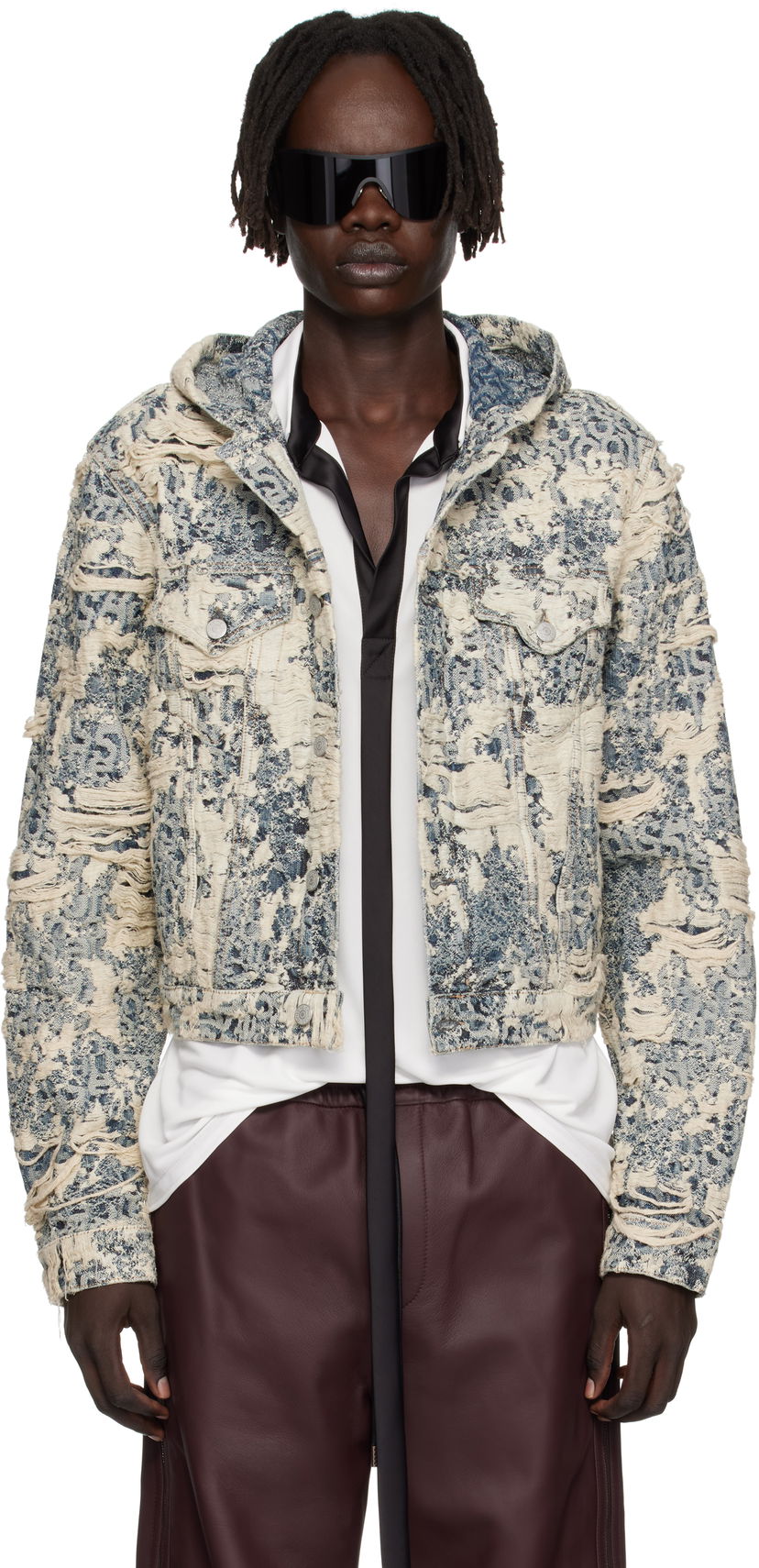 Jakke Acne Studios Acne Studios Hooded Distressed Denim Jacket Blå | C90202-