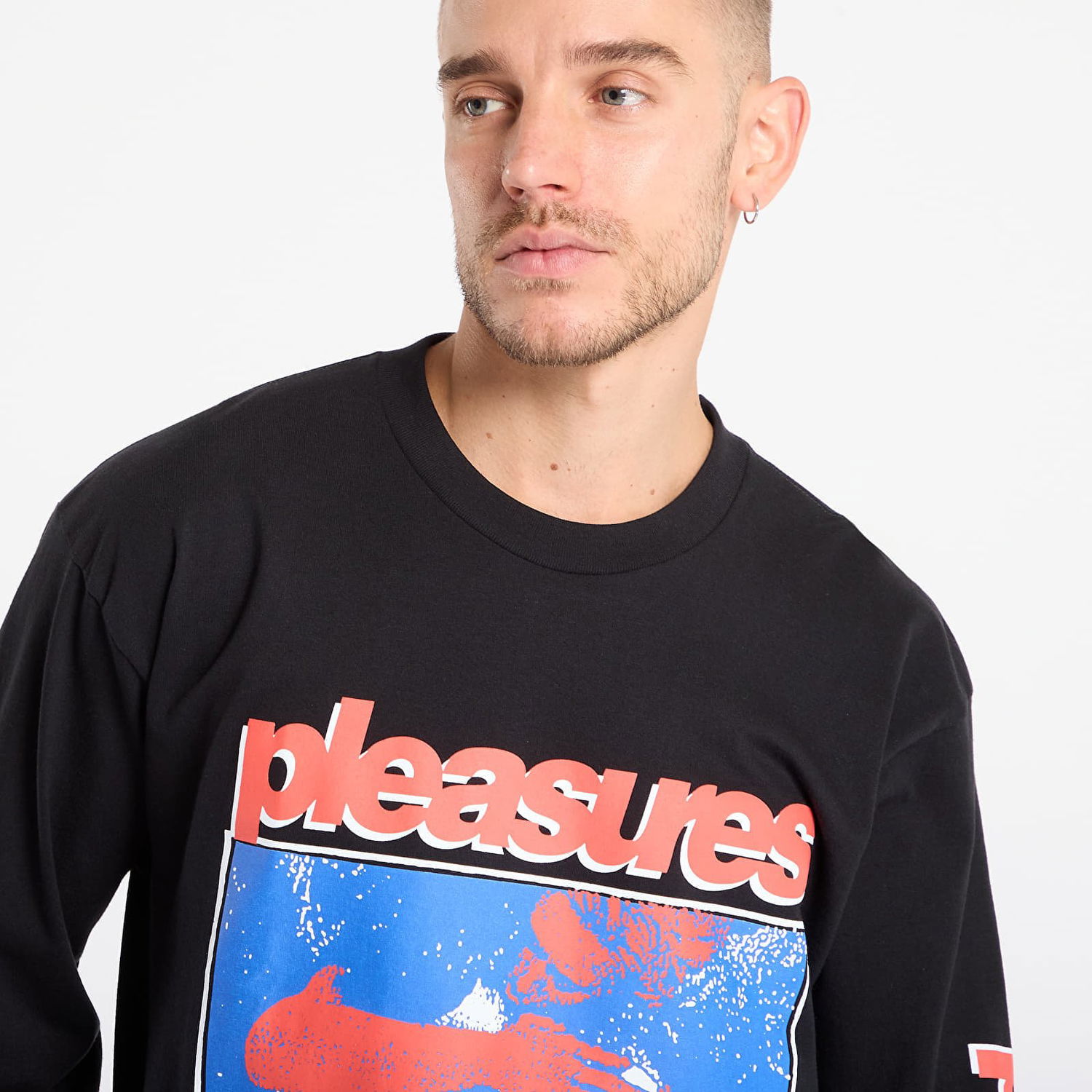 T-shirt Pleasures Pleasures Embrace Long Sleeve T-shirt Sort | P25F078- BLACK, 1