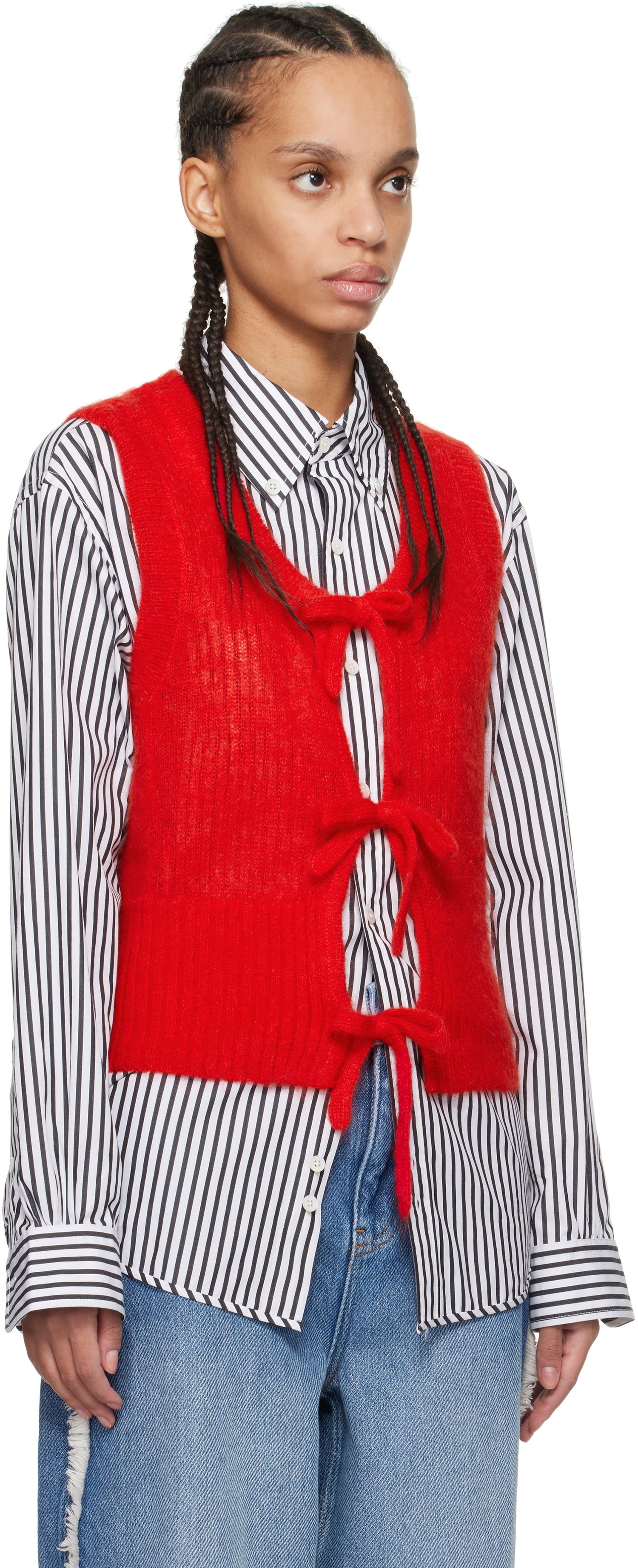 Sweater GANNI Ganni Tie String Vest Rød | K2344, 1
