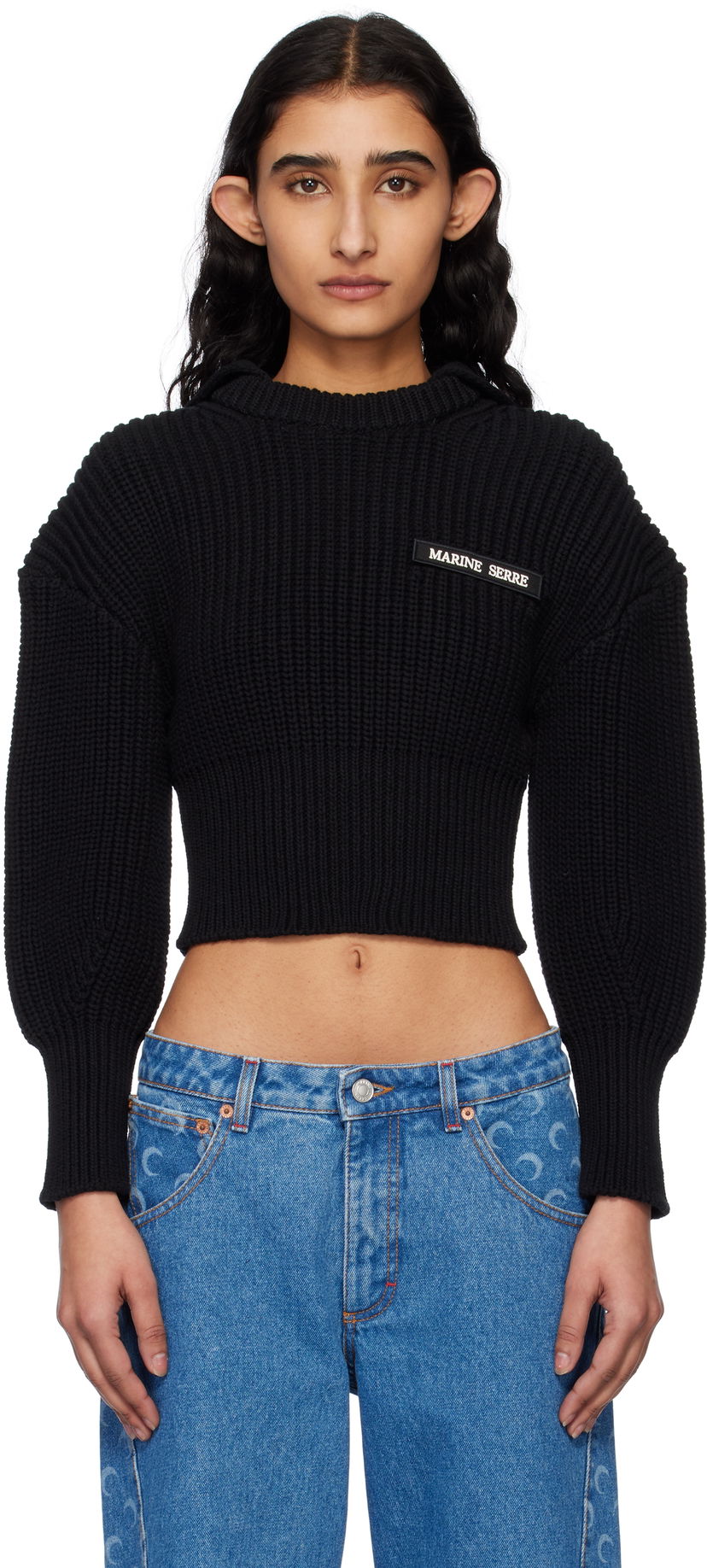 Sweater Marine Serre Marine Serre Half Cardigan Knit Sweater Sort | WTK027A CKNI0529