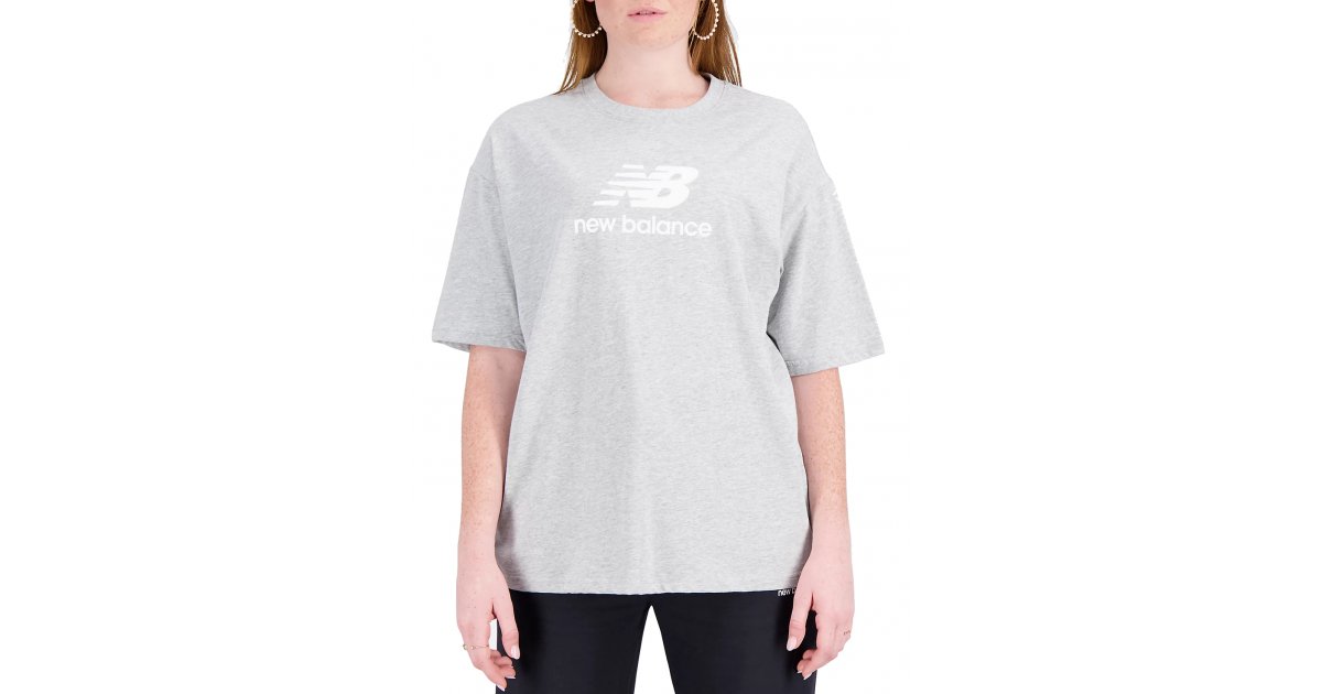 T-shirt New Balance Essentials Stacked Logo Grå | wt31519-ag, 1