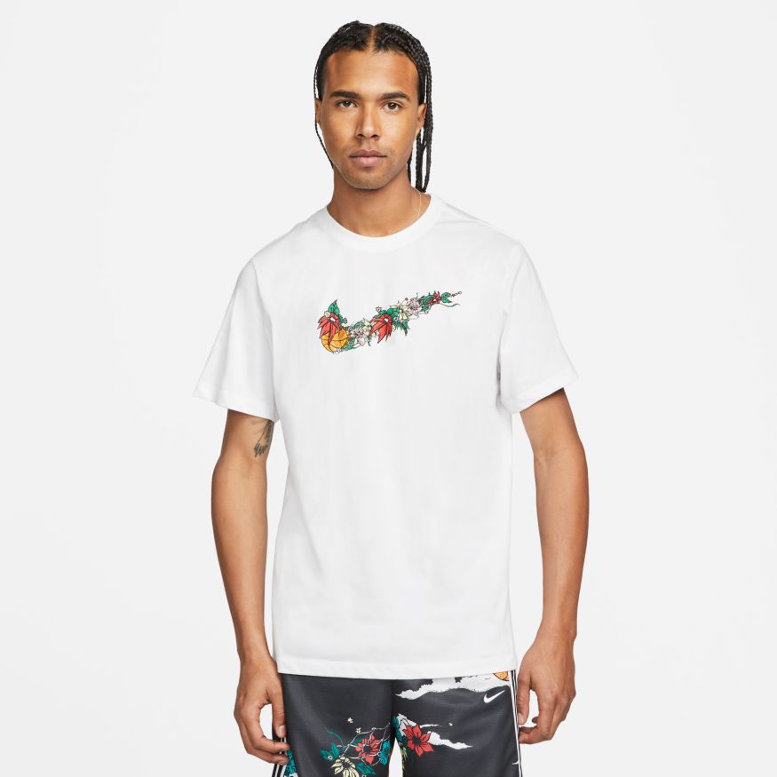 T-shirt Nike Swoosh Basketball Tee Hvid | DV1214-100, 0