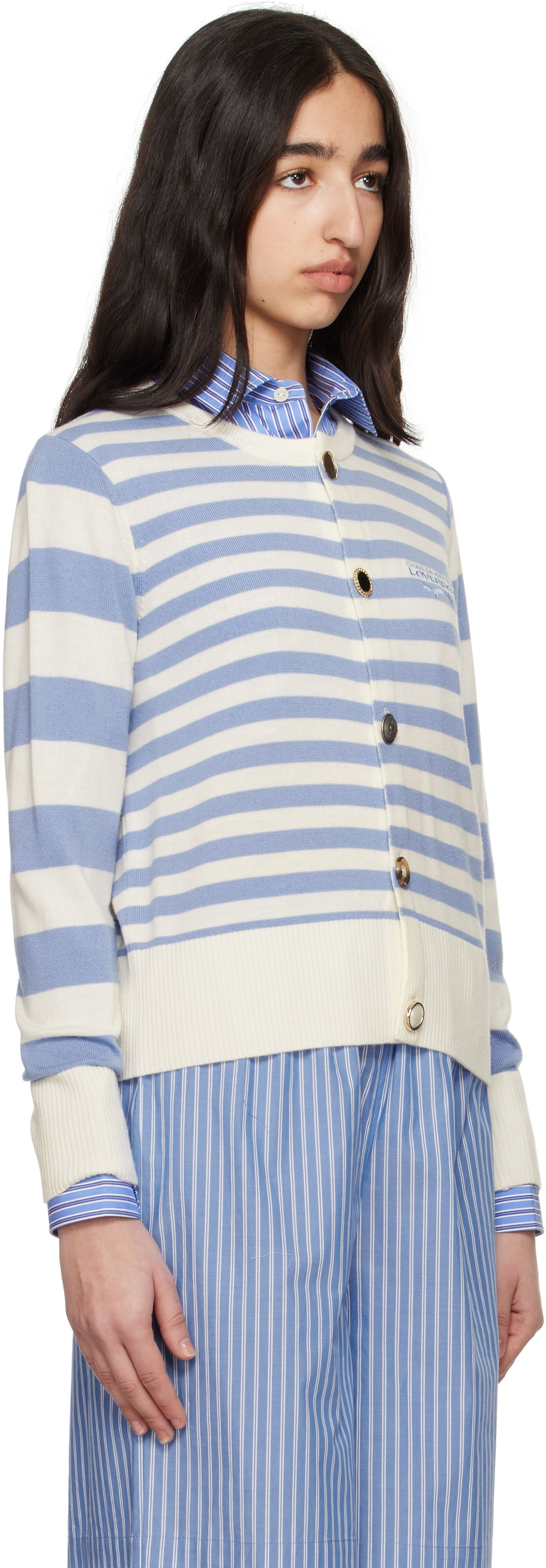 Sweater Charles Jeffrey Loverboy Charles Jeffrey LOVERBOY Striped Knit Cardigan Blå | 54090201, 1