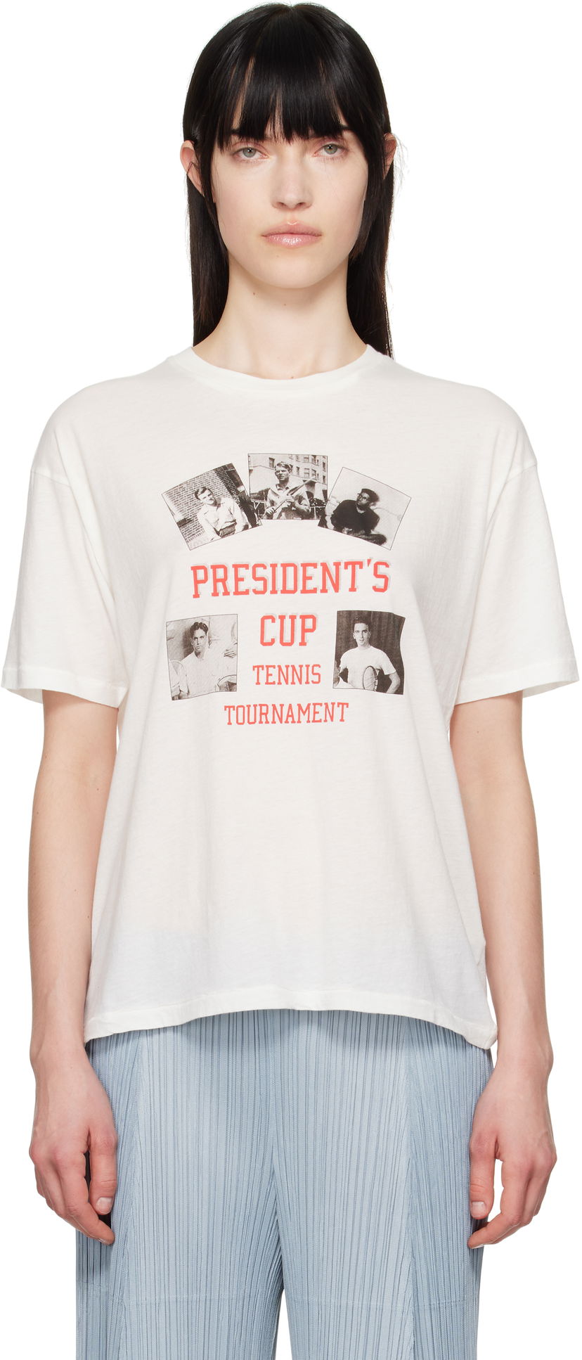 T-shirt Bode Bode 'President's Cup' Tennis Tournament Graphic T-Shirt Hvid | MRS25CS020