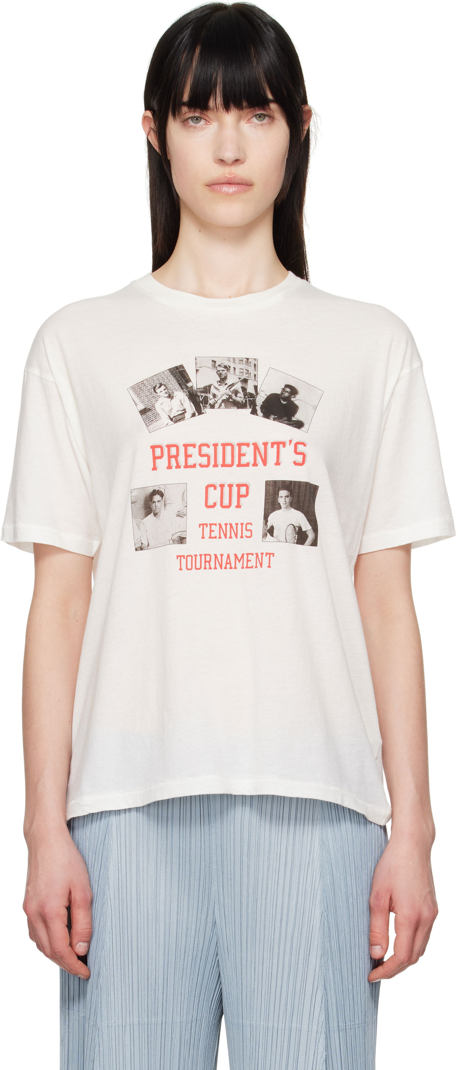 T-shirt Bode Bode 'President's Cup' Tennis Tournament Graphic T-Shirt Hvid | MRS25CS020, 0