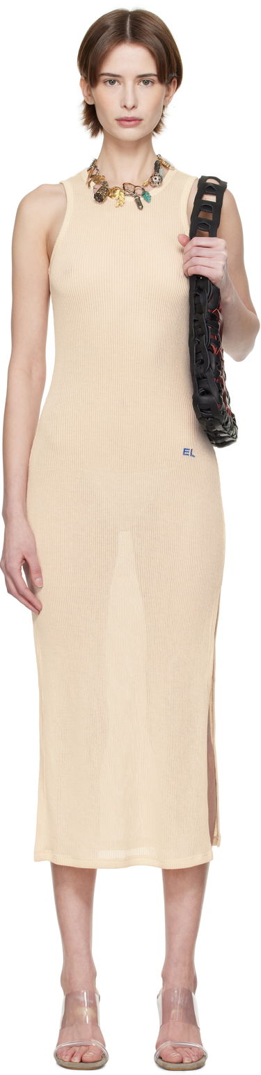 Kjole Eckhaus Latta Eckhaus Latta Spiral Midi Dress Beige | 1201-EL-PS25-O -, 0