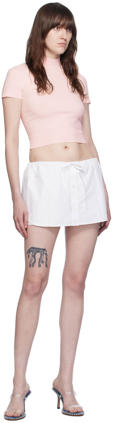 Nederdel Alexander Wang Alexanderwang.t Mock Neck Cropped T-Shirt Hvid | 4KC3241029, 3