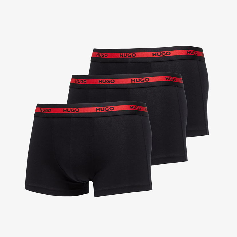 Boksere BOSS Logo-Waistband Stretch Trunks 3-Pack Black Sort | 50492375-002