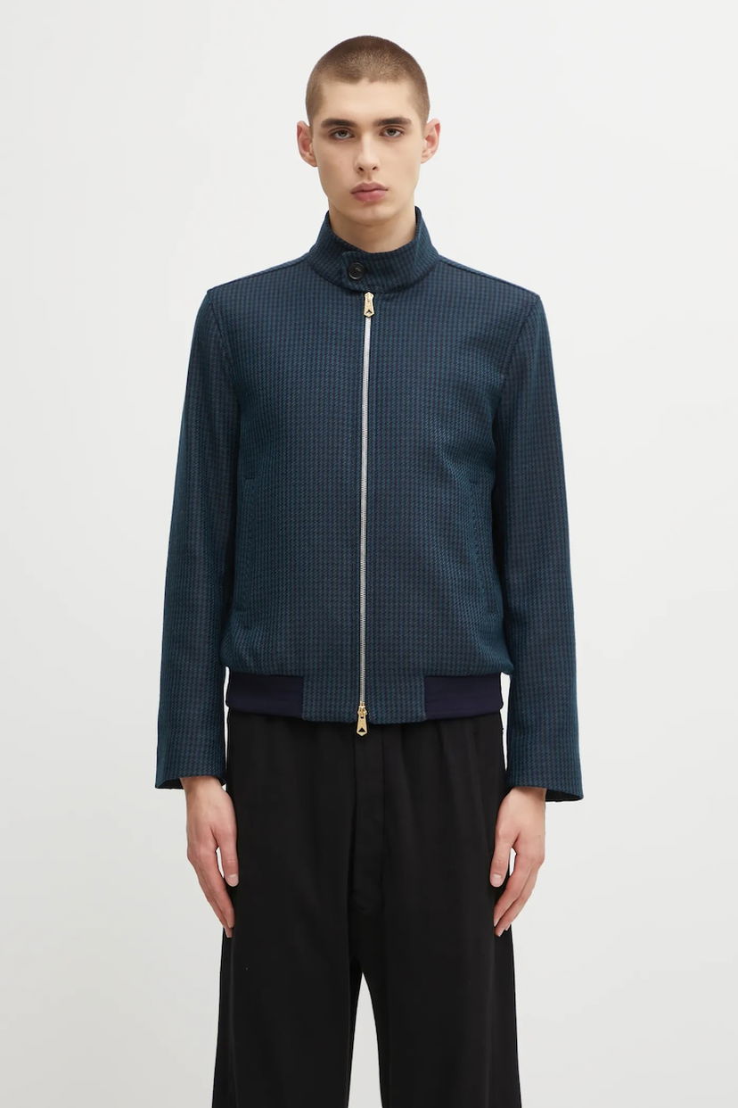 Bomberjakke Paul Smith Paul Smith Houndstooth Bomber Jacket Blå | M1R.603Z.T02808