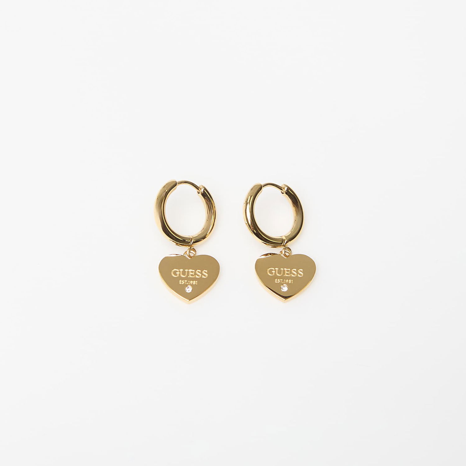 Øreringe GUESS Huggie Me Heart Charm Hoop Earrings with Crystal Detail Gul | JUBE03145JWYG-GOLD, 0