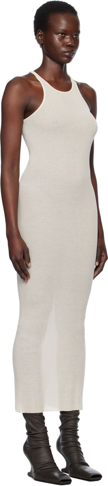 Kjole Rick Owens Rick Owens Hollywood Tank Maxi Dress Beige | RP01E7549 RC, 4