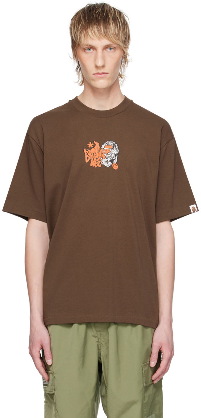 T-shirt BAPE BAPE Brown Graffiti Ape Head Brun | 001TEK301346M