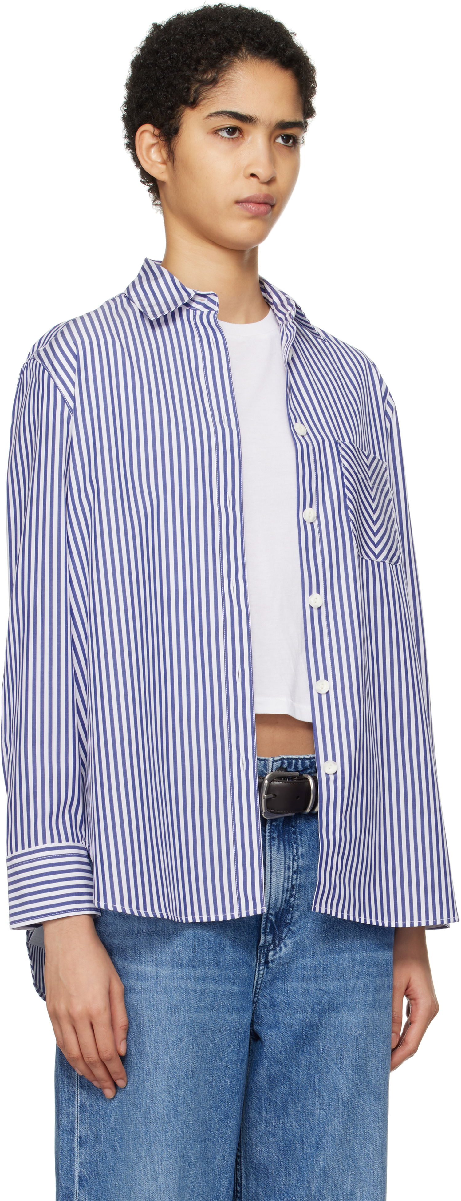 Skjorte rag & bone Striped Poplin Shirt Blå | WAW22FA050ZE50, 1