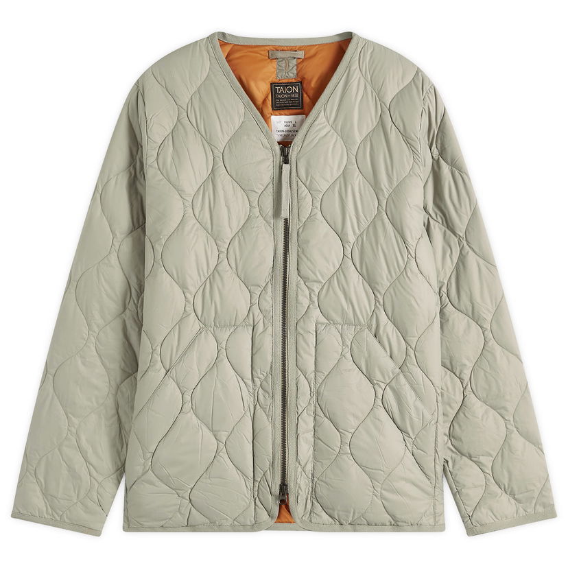 Puffer jakke TAION Military Zip V-Neck Softshell Down Jacket, Size L Grøn | TAION-101ALSZML-1-DSG