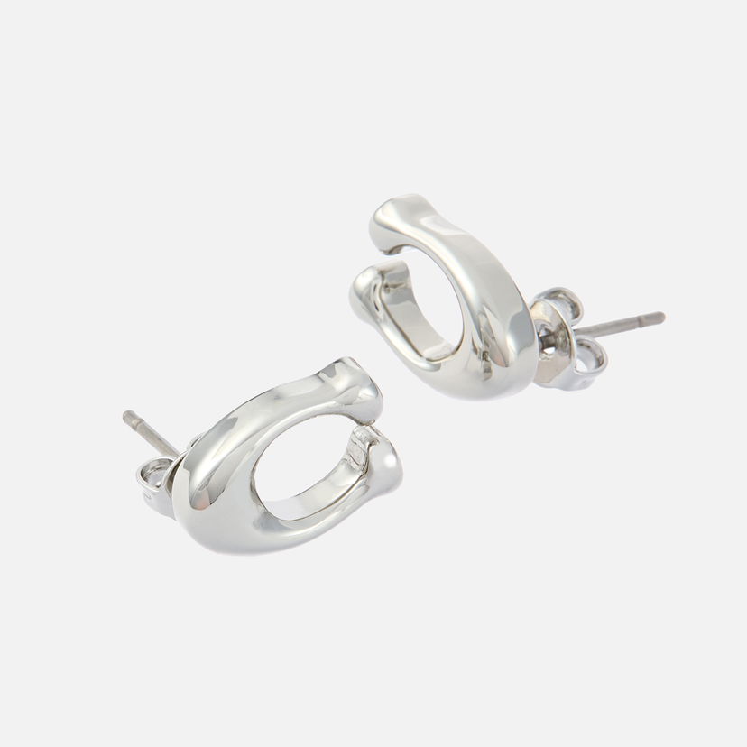 Øreringe Coach Bubble C Stud Earrings Metalisk | 37369816RHO030