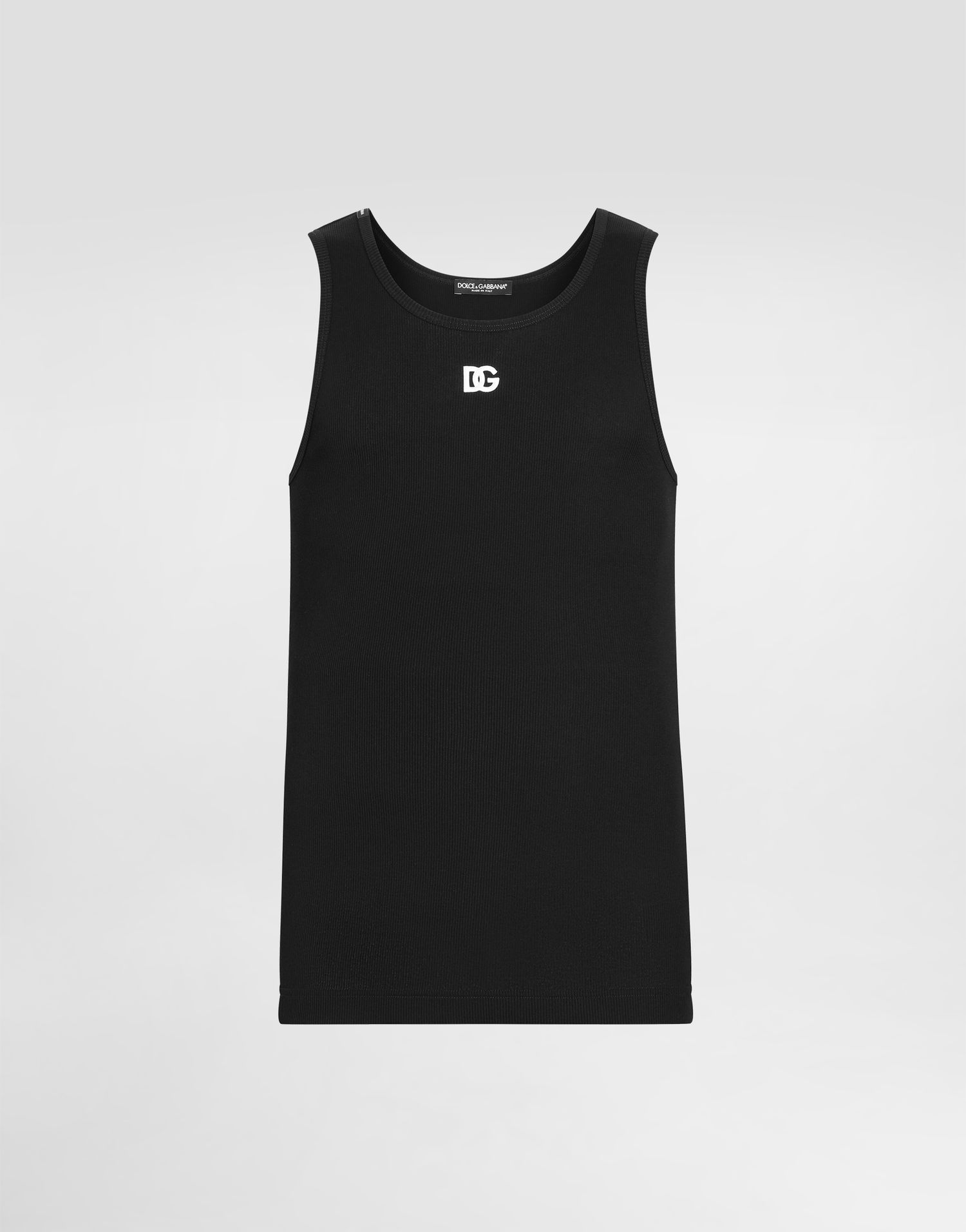 Tanktop Dolce & Gabbana Dolce & Gabbana Embroidered Cotton Tank Top Sort | G8QG9ZG7PGPN0000, 0