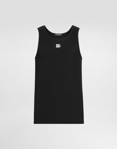 Tanktop Dolce & Gabbana Dolce & Gabbana Embroidered Cotton Tank Top Sort | G8QG9ZG7PGPN0000, 0