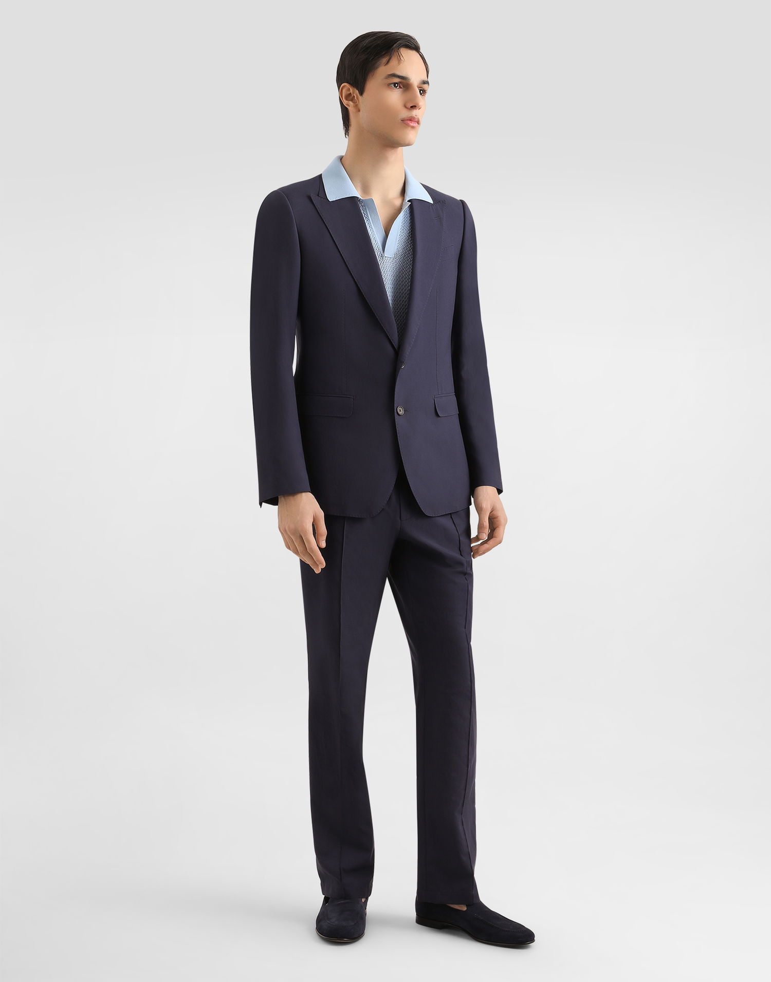 Jakke Dolce & Gabbana Dolce & Gabbana Taormina Single-Breasted Silk-Blend Gabardine Jacket Mørkeblå | G2NW0TFUTAXB3681, 1