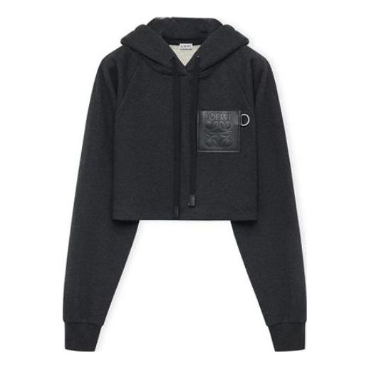 Sweatshirt Loewe Cropped Hoodie with Logo Patch Sort | S359Y25X30-1720, 0