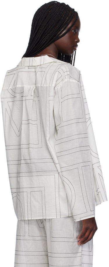 Skjorte TOTEME TOTEME Monogram Print Long Sleeve Shirt Hvid | 243-WRT976-FB0239, 2