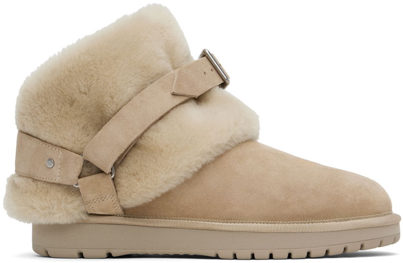 Tøj Burberry Burberry Shearling Chubby Boots Beige | 8095547