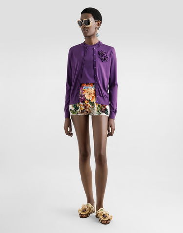 Tanktop Dolce & Gabbana Dolce & Gabbana Silk Tank Top with Brooch Lilla | FXT02TJBSO1F0257, 1
